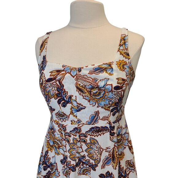 NWT Old Navy Fit & Flare Linen Blend Cami Cream Floral Dress S Petite - Picture 10 of 15